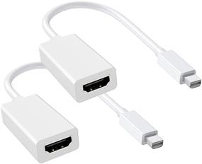 img 4 attached to 2-Pack Mini DisplayPort to HDMI Adapter: DEORNA Thunderbolt Converter for MacBook Air/Pro, Microsoft Surface Pro/Dock, Monitor, Projector and More - White