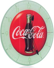 img 1 attached to Coca Cola Bottle Vintage Red Button Logo Round Glass Wall Clock by Mark Feldstein & Associates - 12 x 12