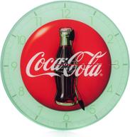 coca cola bottle vintage red button logo round glass wall clock by mark feldstein & associates - 12 x 12 logo