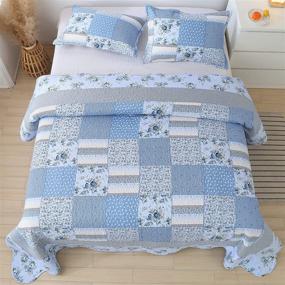 img 1 attached to Patchwork Bedspread Coverlet Reversible Lightweight