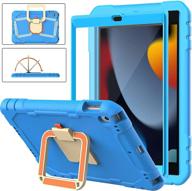 bmouo kids case for ipad 9th/8th/7th gen - shockproof with built-in screen protector + 360° rotating handle stand - blue логотип