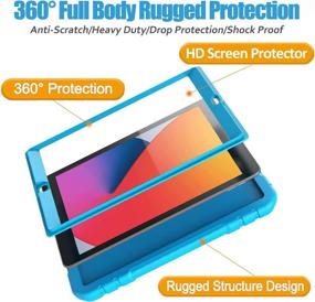 img 2 attached to BMOUO Kids Case for iPad 9th/8th/7th Gen - Shockproof with Built-in Screen Protector + 360° Rotating Handle Stand - Blue