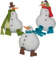 🎅 charming simple snowmen ornaments: dimensions needlecrafts felt applique logo