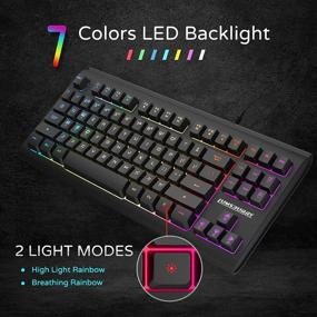 img 3 attached to 💻 Compact Gaming Keyboard with 87 Rainbow LED Backlit Keys, USB Wired Keyboard with 12 Multimedia Shortcuts for PC Gamers and Office