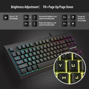 img 2 attached to 💻 Compact Gaming Keyboard with 87 Rainbow LED Backlit Keys, USB Wired Keyboard with 12 Multimedia Shortcuts for PC Gamers and Office