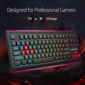 img 1 attached to 💻 Compact Gaming Keyboard with 87 Rainbow LED Backlit Keys, USB Wired Keyboard with 12 Multimedia Shortcuts for PC Gamers and Office