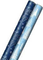 🎁 jumbo hallmark bulk wrapping paper: festive christmas trees, deer, snowflakes themes with cut lines on reverse (2 rolls: 160 sq. ft.) - spread 'peace and joy' logo
