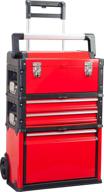 🔴 большой красный органайзер torin trjf-c305abd для гаража и мастерской: переносной, стекируемый вертикальный тележка для инструментов с 3 ящиками из стали и пластика, в ярком красном цвете. логотип