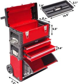 img 2 attached to 🔴 BIG RED TRJF-C305ABD Torin Garage Workshop Organizer: Portable, Stackable Rolling Upright Trolley Tool Box with 3 Drawers made of Steel and Plastic, in Vibrant Red Color