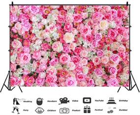 img 2 attached to 🌹 Pink Red Rose Flowers Theme Backdrops 7x5ft for Baby Shower, Wedding, Birthday Photo Background - Table Decoration, Studio Props, Vinyl Banner