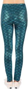 img 2 attached to Shimmering Mermaid Leggings for Girls | HDE Fish Scale Metallic Tights (4T-12) - Stretchy & Stylish