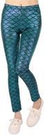 shimmering mermaid leggings for girls | hde fish scale metallic tights (4t-12) - stretchy & stylish logo