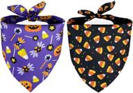 🐾 ginmewrae 2 pack halloween dog bandana triangle bibs scarf accessories: spook up your pup's style! логотип