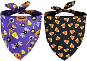 img 4 attached to 🐾 Ginmewrae 2 Pack Halloween Dog Bandana Triangle Bibs Scarf Accessories: Spook up your Pup's Style!