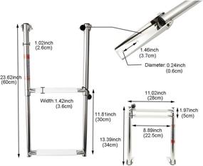 img 3 attached to 🚢 2-Step Stainless Steel Drop Down Telescopic and Folding Boat Ladder with White Plastic Footboard - Young Marine (Over Platform Mounting)