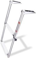 🚢 2-step stainless steel drop down telescopic and folding boat ladder with white plastic footboard - young marine (over platform mounting) логотип
