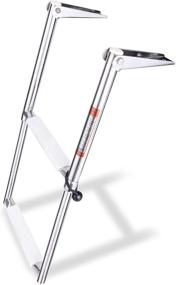 img 4 attached to 🚢 2-Step Stainless Steel Drop Down Telescopic and Folding Boat Ladder with White Plastic Footboard - Young Marine (Over Platform Mounting)