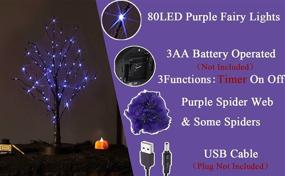 img 3 attached to LITBLOOM Lighted Halloween Tree 18IN - Spooky Tabletop Decor with 80L Purple Fairy Lights: Battery Operated or USB Plug-in Timer for Halloween Party Holiday Decoration