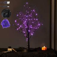 litbloom lighted halloween tree 18in - spooky tabletop decor with 80l purple fairy lights: battery operated or usb plug-in timer for halloween party holiday decoration logo