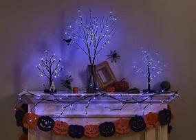 img 2 attached to LITBLOOM Lighted Halloween Tree 18IN - Spooky Tabletop Decor with 80L Purple Fairy Lights: Battery Operated or USB Plug-in Timer for Halloween Party Holiday Decoration