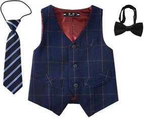 img 4 attached to 👔 YuanLu Boys' Formal Suit Vest Set: 3 Piece with Bowtie and Tie