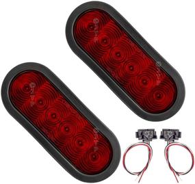 img 2 attached to 🚦 TecNiq, Inc 6" Oval LED Stop Turn Tail Lights - Grommet Mount for Trailer, Trucks, RVs