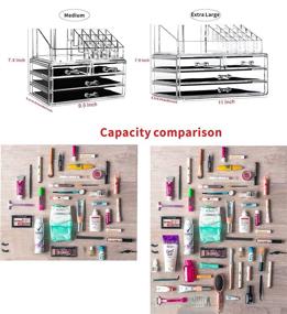 img 3 attached to 📦 CQ Acrylic Clear Makeup Organizer and Storage Stackable Skin Care Cosmetic Display Case with 4 Drawers for Jewelry, Hair Accessories, and Beauty Skincare Products - Set of 2