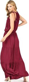 img 2 attached to 🌸 Stunning Floral Long Flowy Halter Maxi Dress by Love Stitch: Elegant Style for Women
