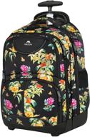 floral rolling laptop backpack with wheels, matein freewheel carry on luggage business bag – compact college school student computer bag to fit 15.6 inch notebook, travel-friendly design for men and women logo