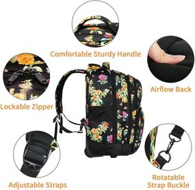 img 1 attached to Floral Rolling Laptop Backpack with Wheels, MATEIN Freewheel Carry on Luggage Business Bag – Compact College School Student Computer Bag to Fit 15.6 Inch Notebook, Travel-friendly Design for Men and Women