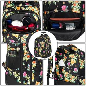 img 2 attached to Floral Rolling Laptop Backpack with Wheels, MATEIN Freewheel Carry on Luggage Business Bag – Compact College School Student Computer Bag to Fit 15.6 Inch Notebook, Travel-friendly Design for Men and Women