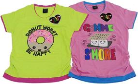 img 1 attached to Just Love Ruched Side Graphic T-Shirts 👕 for Girls: Twin Pack for Style and Fun!