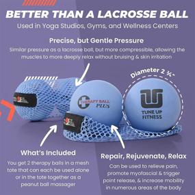 img 2 attached to 🔴 Tune Up Fitness: Therapy Ball PLUS Pair in Tote with Lacrosse Ball Upgrade - Broad Pressure Massage Therapy Balls for Myofascial Release