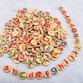 img 2 attached to 🧵 AKOAK 100 Pack 2-Hole 15MM Alphabet Painted Wooden Buttons, Mixed Round Shapes, Ideal for Sewing, DIY Scrapbooking, and Clothing Crafts (Bottom Color: Log Color)