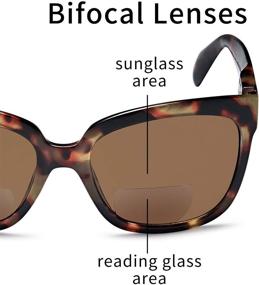 img 1 attached to 🕶️ VVDQELLA Bifocal Sunglasses Reading Glasses UV Protection Spring Legs Men Women (Brown, +1.50)