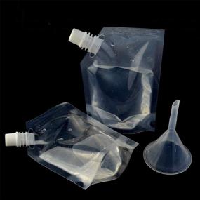 img 1 attached to Wobe 15pcs Plastic Liquor Pouch Drinking Flasks Kit - Concealable 8oz 230ml Flasks for Spirits, Booze, Alcohol – Clear Foldable Water Bottle with Funnel - Ideal for Travel & Cruise