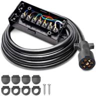 snowyfox 7 way trailer plug cord junction box - heavy duty 7 🔌 pin trailer wiring harness inline cord cable - weatherproof & corrosion resistant - 8ft logo
