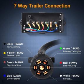 img 2 attached to SnowyFox 7 Way Trailer Plug Cord Junction Box - Heavy Duty 7 🔌 Pin Trailer Wiring Harness Inline Cord Cable - Weatherproof & Corrosion Resistant - 8ft