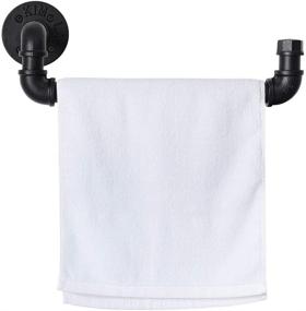 img 1 attached to SUNMALL Rustic Wall Mounted Industrial Pipe Towel Bar, Bathroom Hand Towel Bars, Black Towel Rack Holder with Mounting Hardware