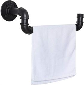 img 4 attached to SUNMALL Rustic Wall Mounted Industrial Pipe Towel Bar, Bathroom Hand Towel Bars, Black Towel Rack Holder with Mounting Hardware