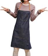 kitchen cooking apron for women and girls - adjustable denim bib with pockets, ideal for waitress, baking, barista логотип