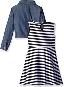 img 1 attached to 👕 Striped Knit Skater Dress with Chambray Shirt-Jack for Girls by U.S. Polo Assn.