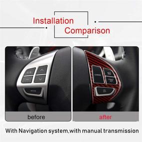 img 2 attached to Наклейка на кнопку рулевого колеса автомобиля AIRSPEED из углеродного волокна для интерьера Митсубиси Лансер 2008-2015 гг. (черный с красным)