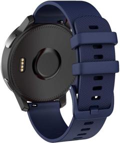 img 3 attached to 💙 ISABAKE 18mm Quick Release Soft Silicone Band for Garmin Vivomove 3s/Vivoactive 4s - Black/Blue