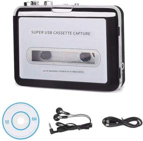 img 4 attached to 🎧 Плеер MP3 на кассетах OOCLCURFUL: Портативный проигрыватель Walkman с конвертером кассеты в MP3 с автоповтором и наушниками - серебро