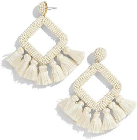 img 4 attached to Beaded Tassel Drop Earrings Statement