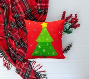 img 3 attached to 🎅 Christmas Holiday Cushion Covers: Cute Christmas Pillow Covers in 18 x 18 Inches - Snowman, Reindeer, Santa, Tree - Decorative Cartoon Pillow Covers - Christmas Throw Pillow Covers