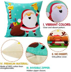 img 1 attached to 🎅 Christmas Holiday Cushion Covers: Cute Christmas Pillow Covers in 18 x 18 Inches - Snowman, Reindeer, Santa, Tree - Decorative Cartoon Pillow Covers - Christmas Throw Pillow Covers