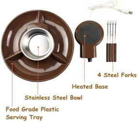 img 2 attached to 🍫 110V Electric Chocolate Fondue Maker Set with Stainless Steel Bowl, Serving Tray, 4 Steel Forks - Brown