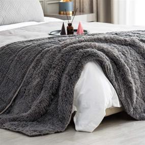 img 3 attached to 🛌 Wemore Shaggy Long Fur Faux Fur Weighted Blanket: Cozy Sherpa Long Hair Blanket for Adults, 15lbs, Fluffy Grey 60 x 80 Inches